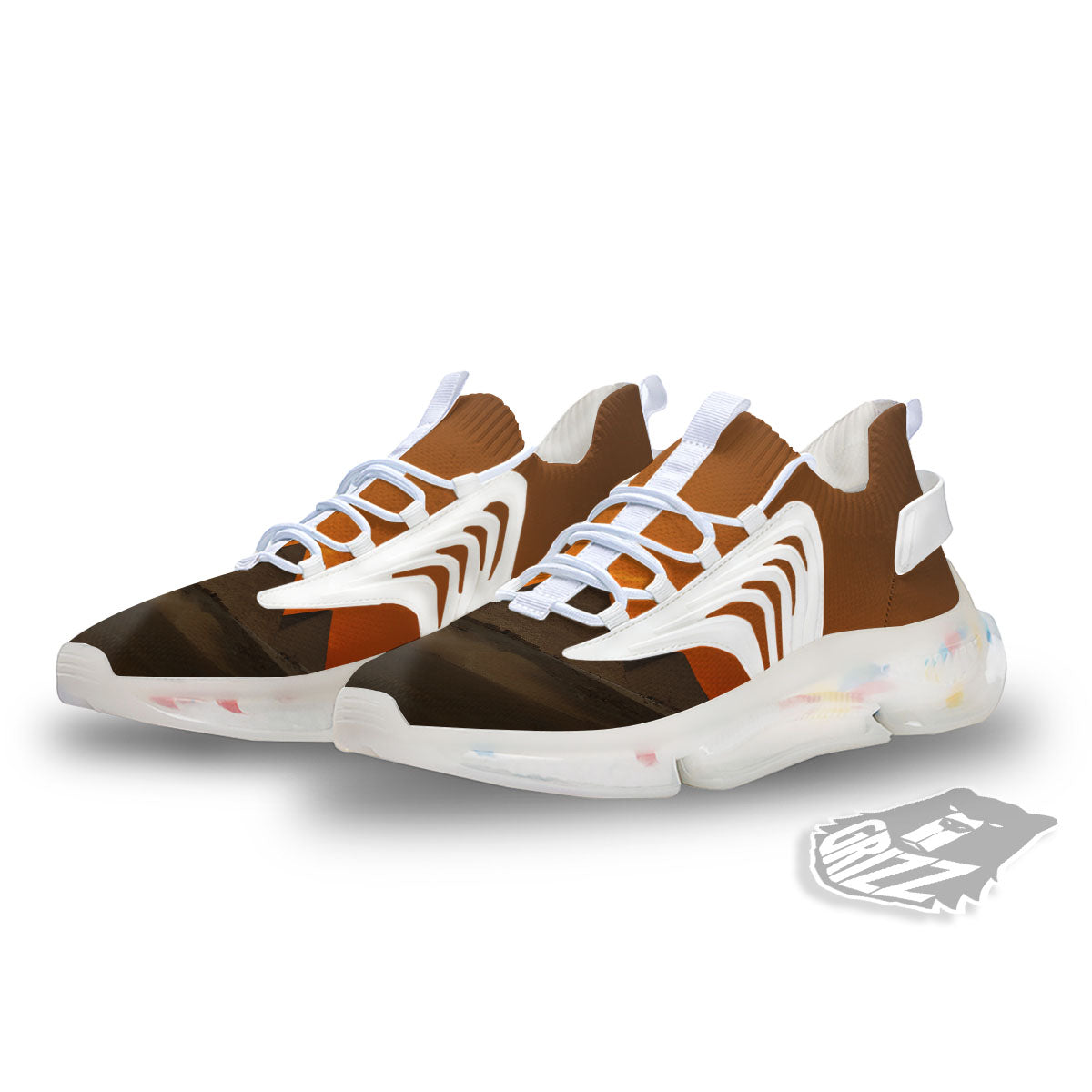 Sunset Pyramid Print White Gym Shoes-grizzshop