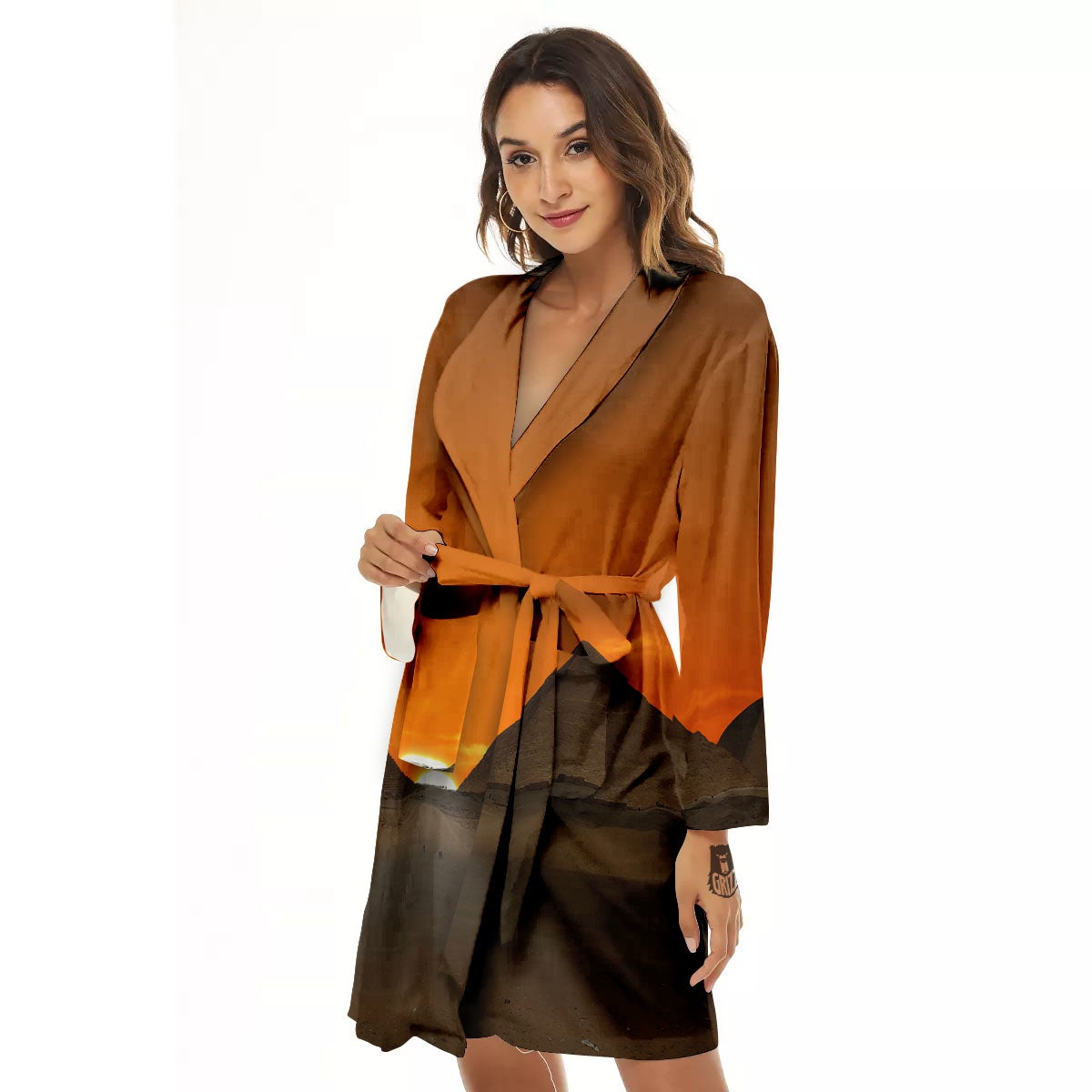 Sunset Pyramid Print Women's Robe-grizzshop