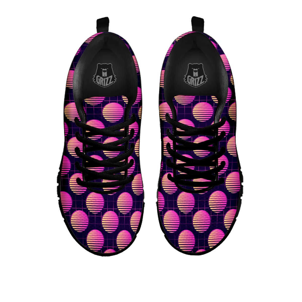 Sunset Retrowave Print Pattern Black Sneaker-grizzshop