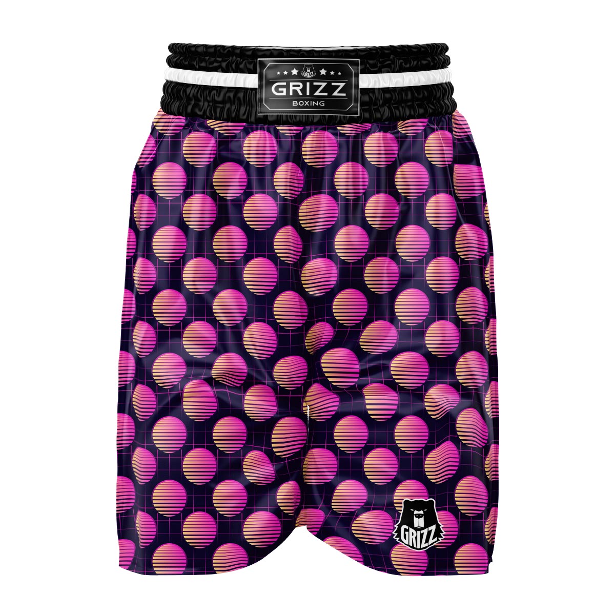 Sunset Retrowave Print Pattern Boxing Shorts-grizzshop