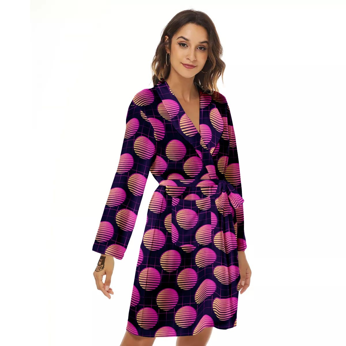 Sunset Retrowave Print Pattern Women's Robe-grizzshop