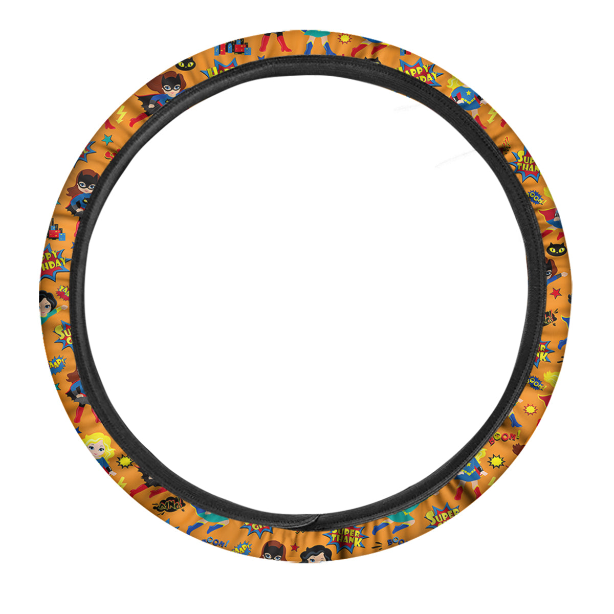 Superhero Girls Print Pattern Car Steering Wheel Cover-grizzshop