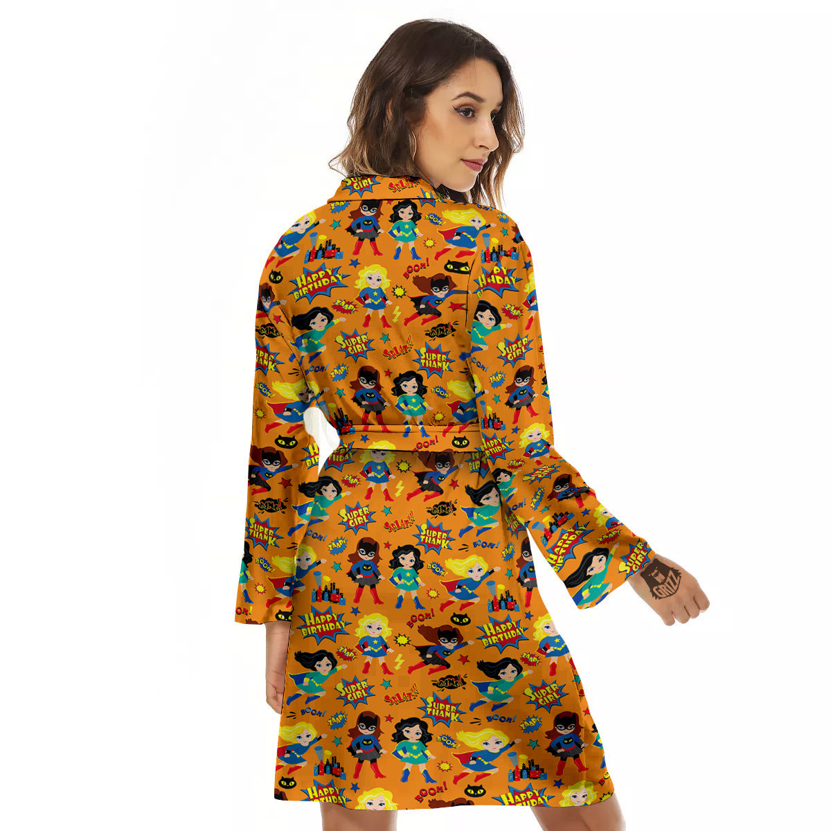 Superhero Girls Print Pattern Women's Robe-grizzshop