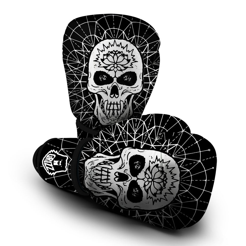 Supernatural Skull Wicca White And Black Print Boxing Gloves-grizzshop