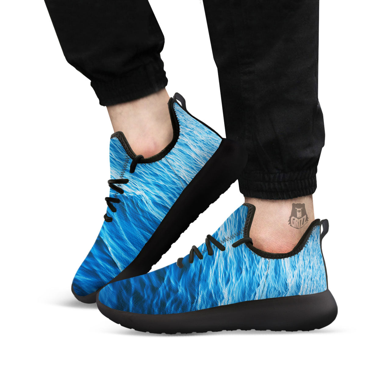 Surface Ocean Print Black Athletic Shoes-grizzshop