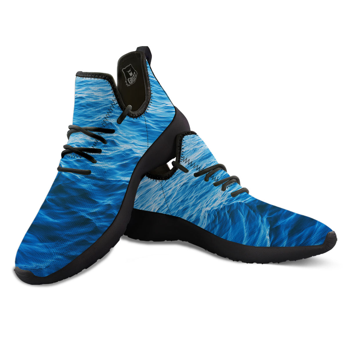 Surface Ocean Print Black Athletic Shoes-grizzshop
