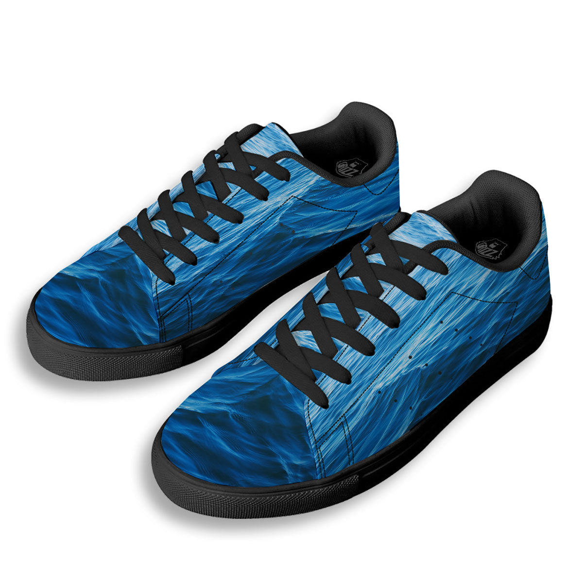 Surface Ocean Print Black Low Top Sneakers-grizzshop