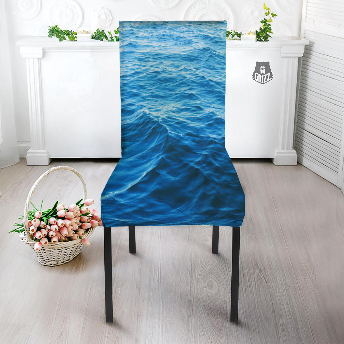 Surface Ocean Print Dining Chair Slipcover-grizzshop