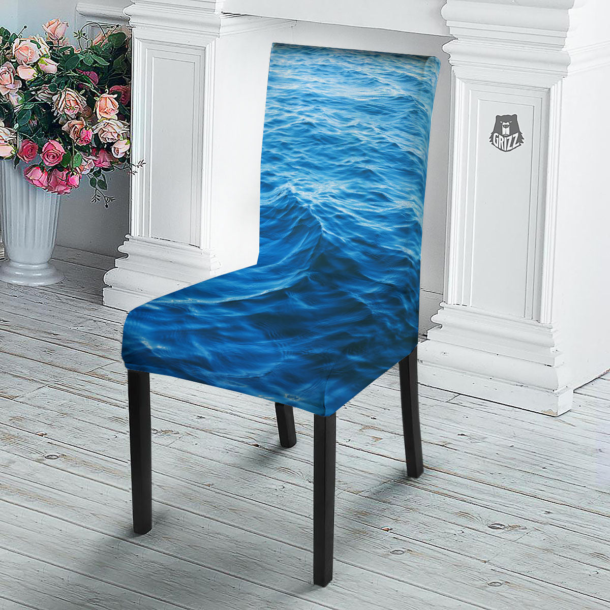 Surface Ocean Print Dining Chair Slipcover-grizzshop
