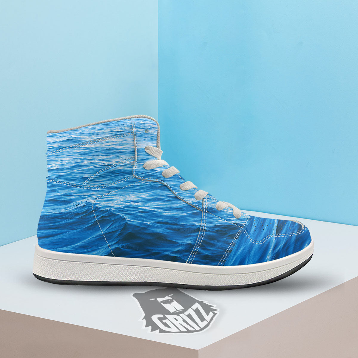 Surface Ocean Print High Top Sneakers-grizzshop
