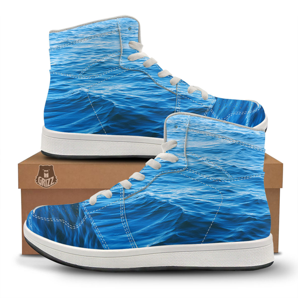 Surface Ocean Print High Top Sneakers-grizzshop