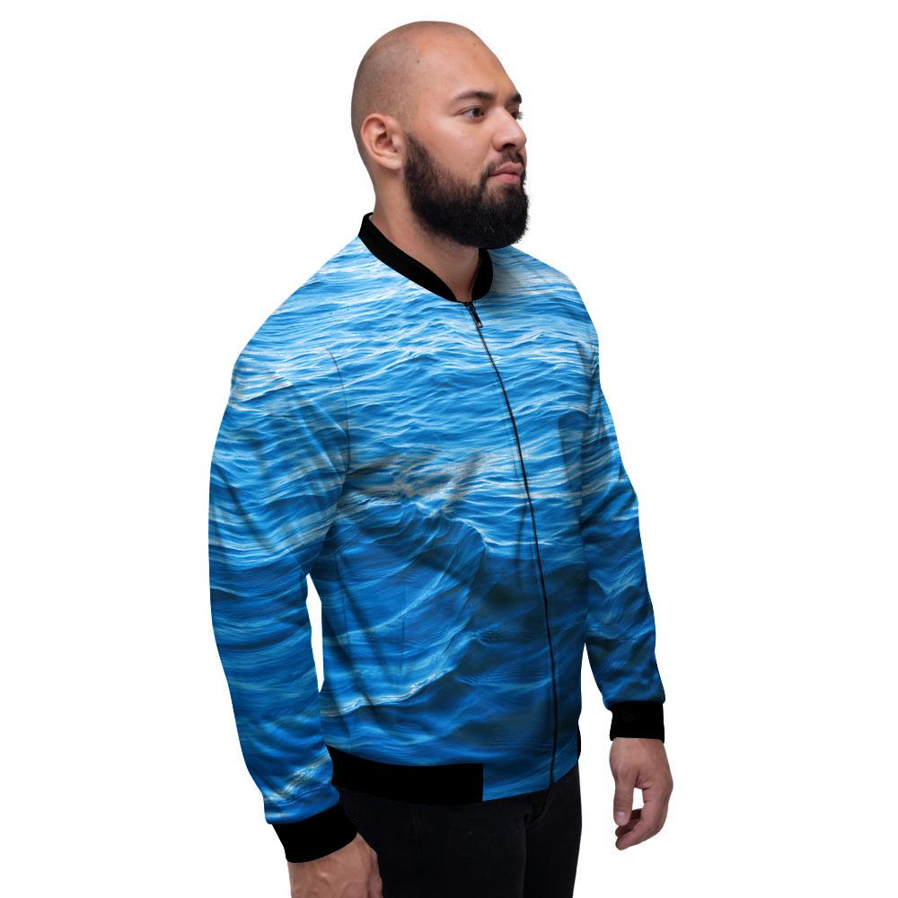 Surface Ocean Print Men's Bomber Jacket-grizzshop