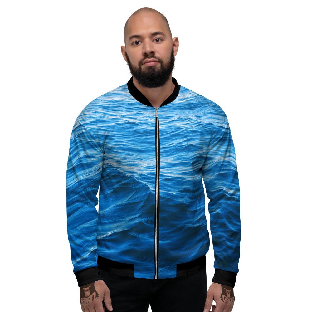 Surface Ocean Print Men's Bomber Jacket-grizzshop