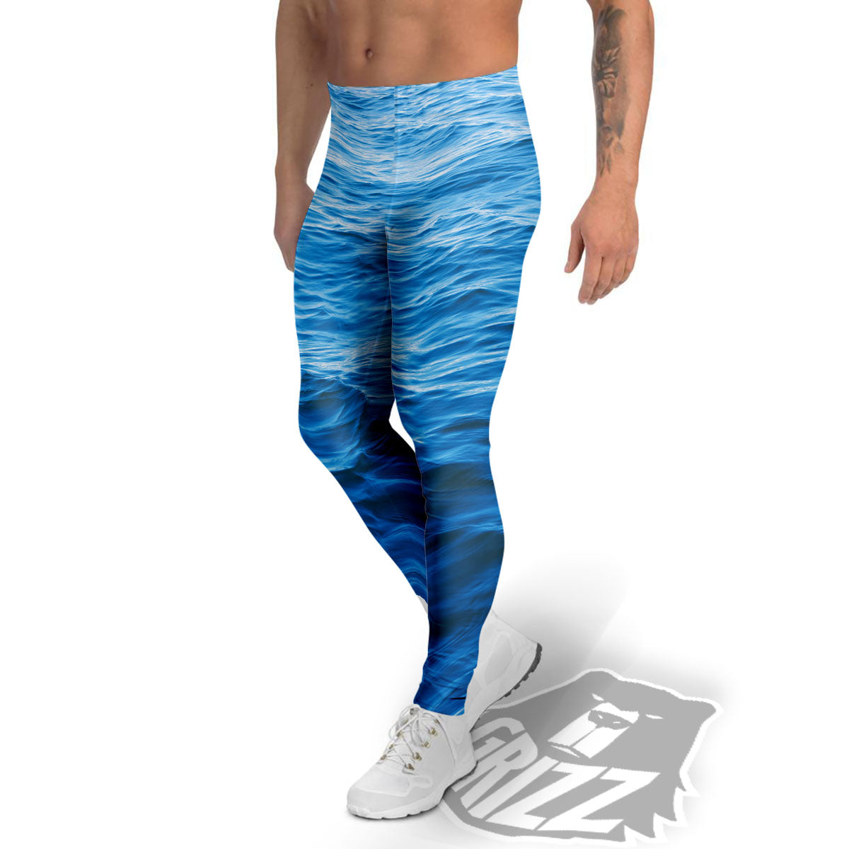 Surface Ocean Print Men's Leggings-grizzshop