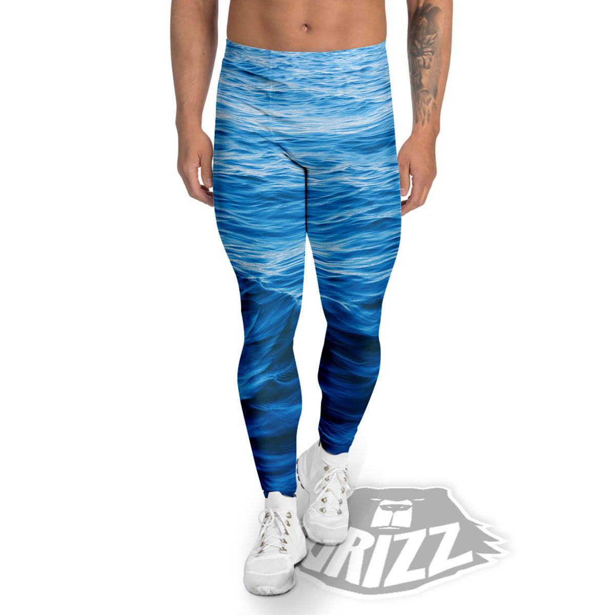 Surface Ocean Print Men's Leggings-grizzshop