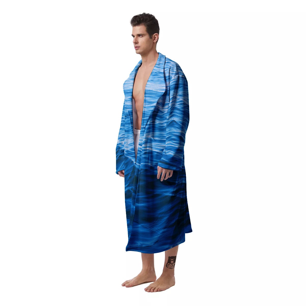 Surface Ocean Print Men's Robe-grizzshop