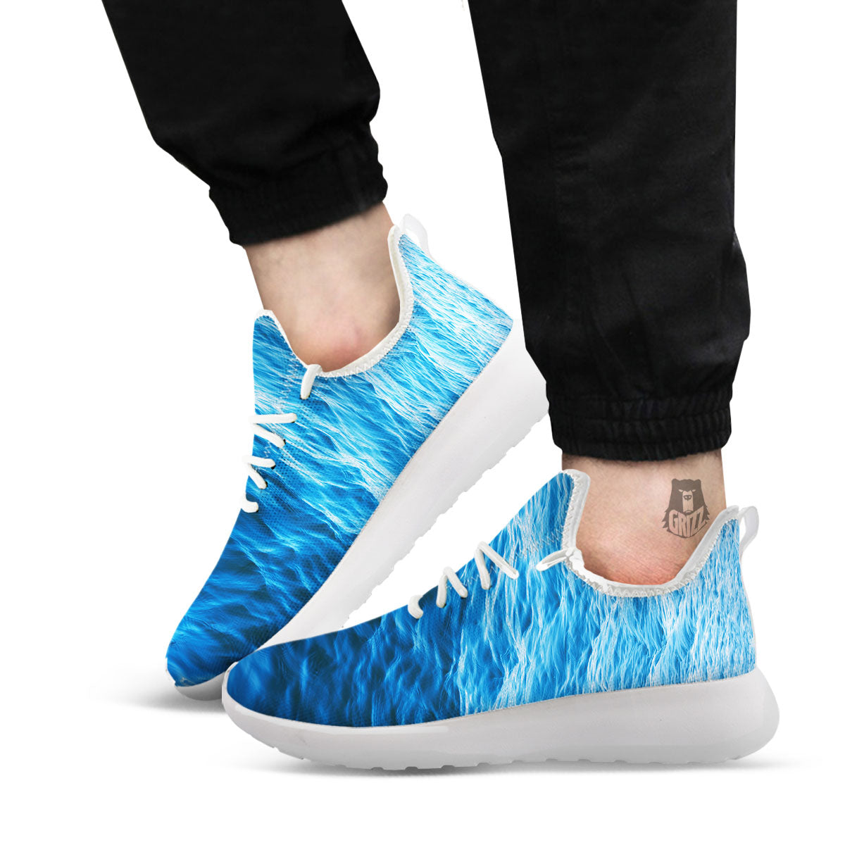 Surface Ocean Print White Athletic Shoes-grizzshop