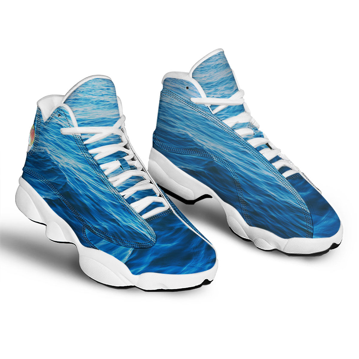 Surface Ocean Print White Basketball Shoes-grizzshop