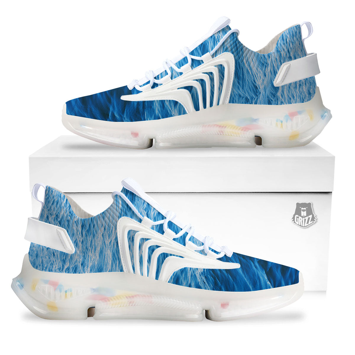 Surface Ocean Print White Gym Shoes-grizzshop