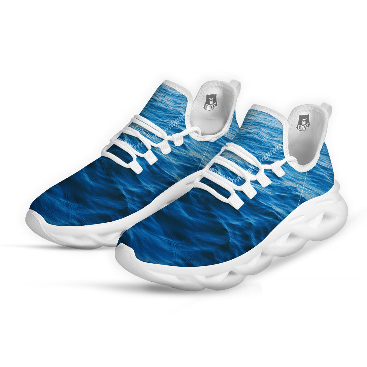 Surface Ocean Print White Running Shoes-grizzshop