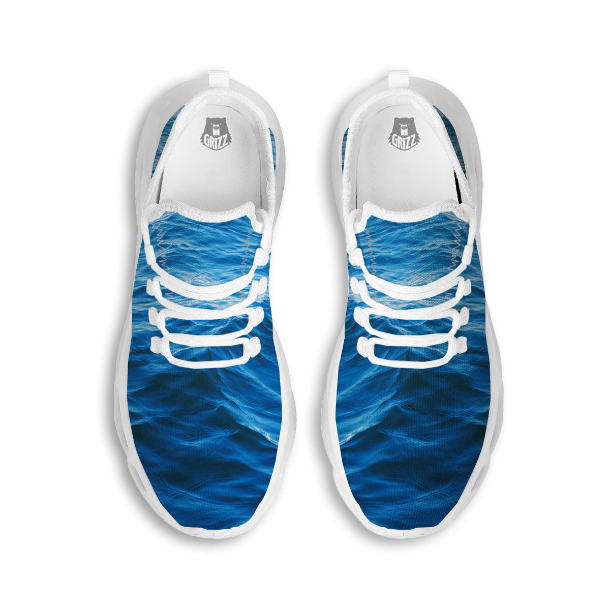 Surface Ocean Print White Running Shoes-grizzshop