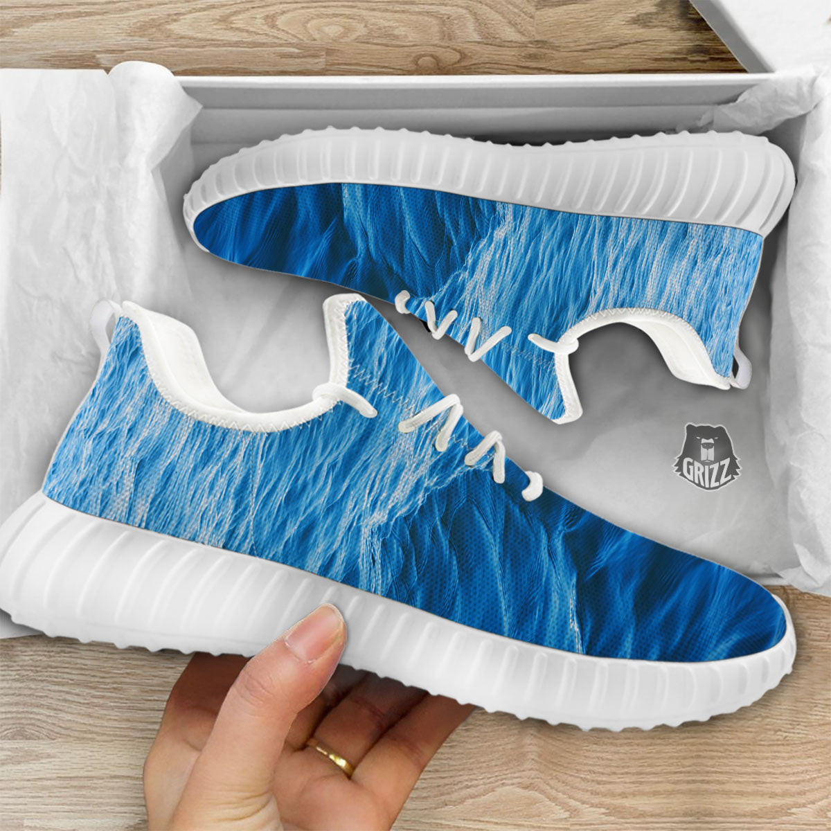 Surface Ocean Print White Walking Shoes-grizzshop