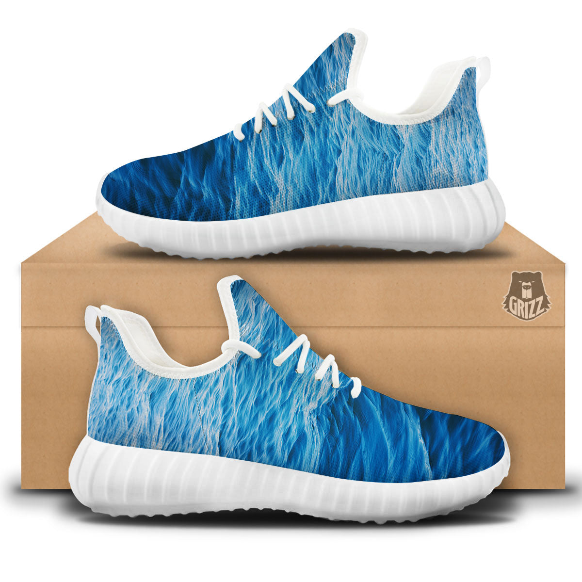 Surface Ocean Print White Walking Shoes-grizzshop