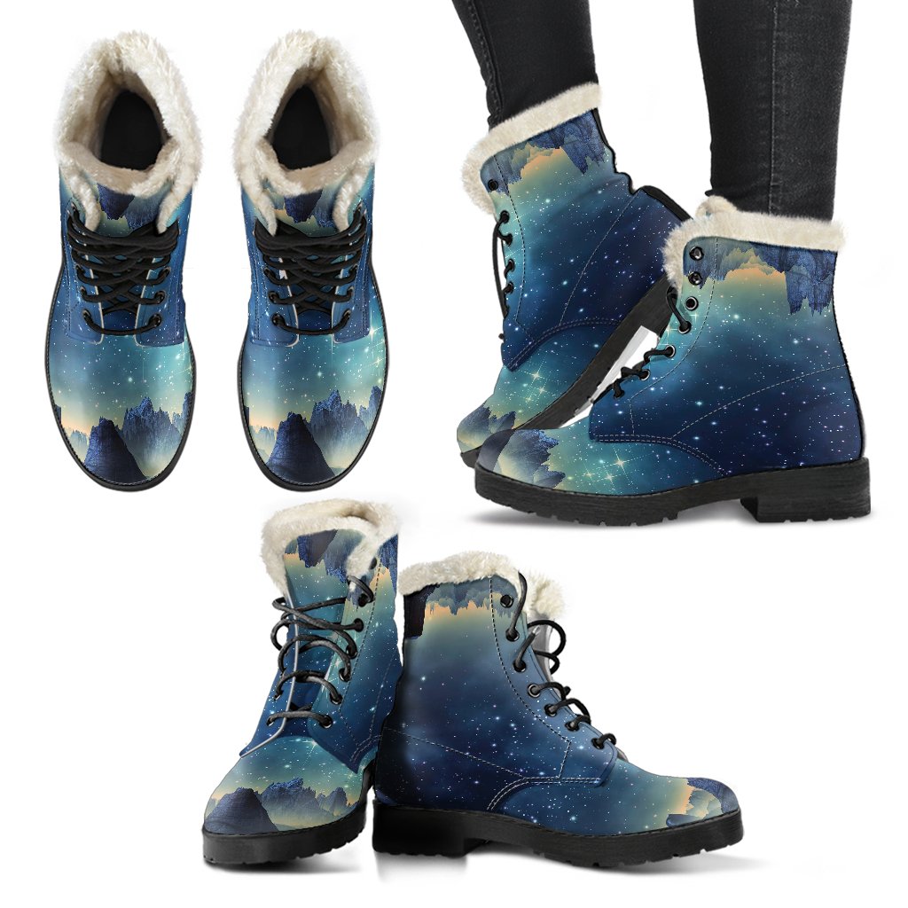 Surface Planet Galaxy Space Print Comfy Winter Boots-grizzshop