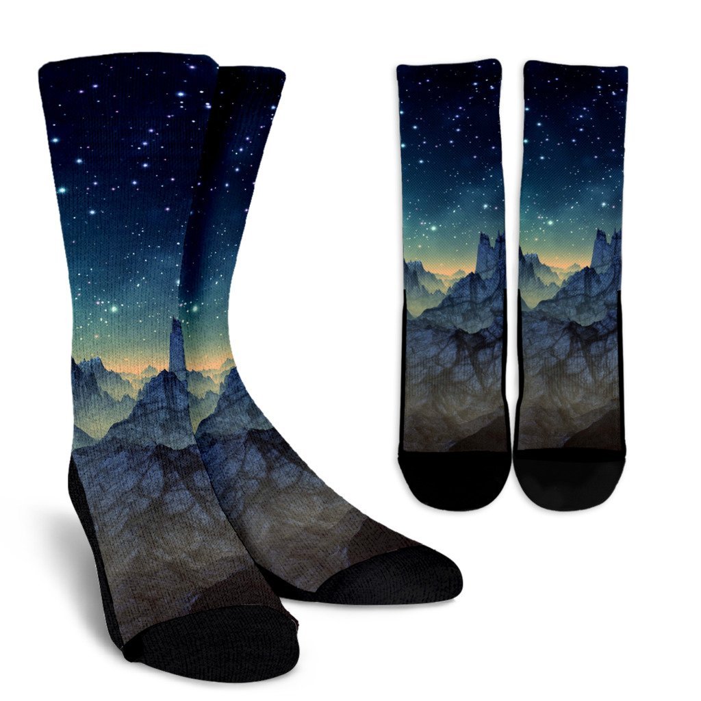 Surface Planet Galaxy Space Print Unisex Crew Socks-grizzshop