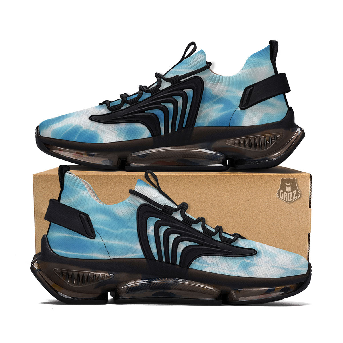 Surface Pool Water Print Black Gym Shoes-grizzshop