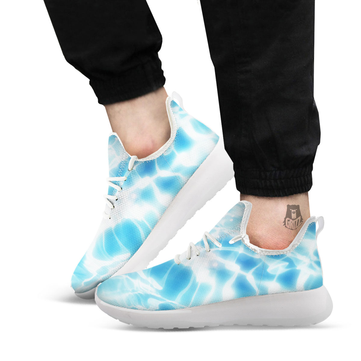 Surface Pool Water Print White Athletic Shoes-grizzshop