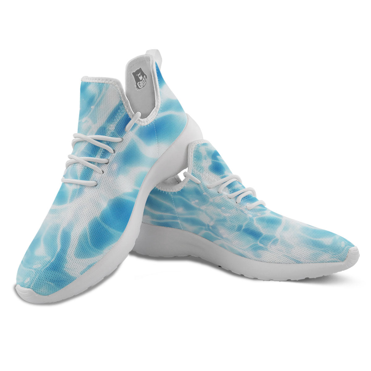 Surface Pool Water Print White Athletic Shoes-grizzshop