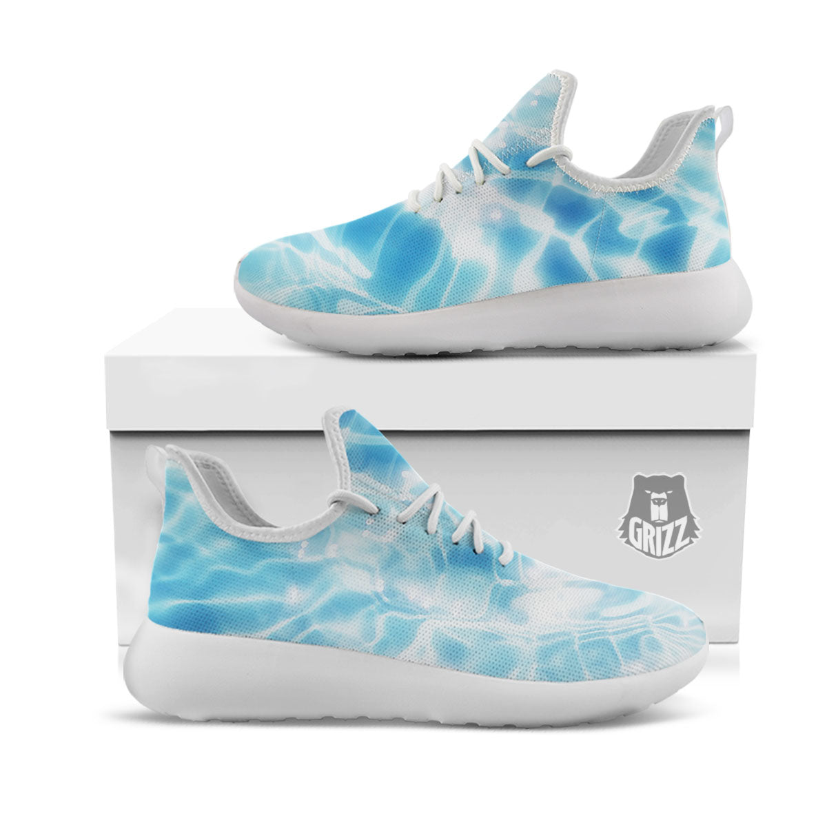 Surface Pool Water Print White Athletic Shoes-grizzshop