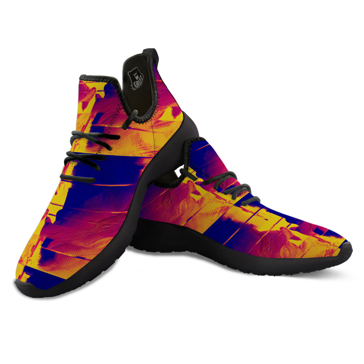 Surface Psychedelic Print Pattern Black Athletic Shoes-grizzshop