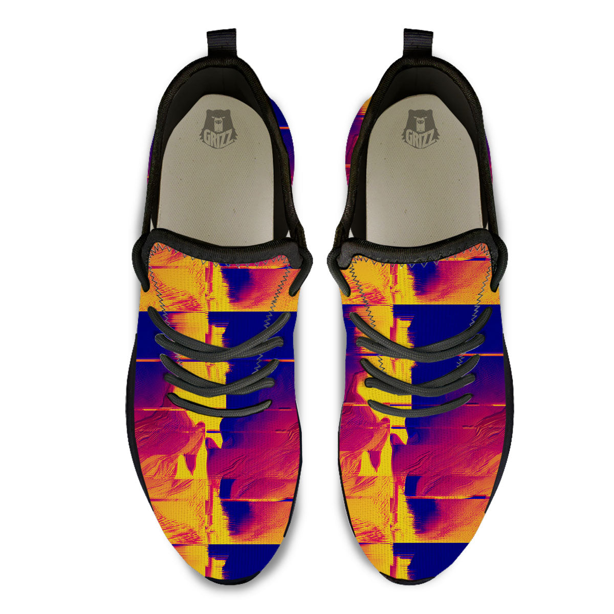 Surface Psychedelic Print Pattern Black Athletic Shoes-grizzshop