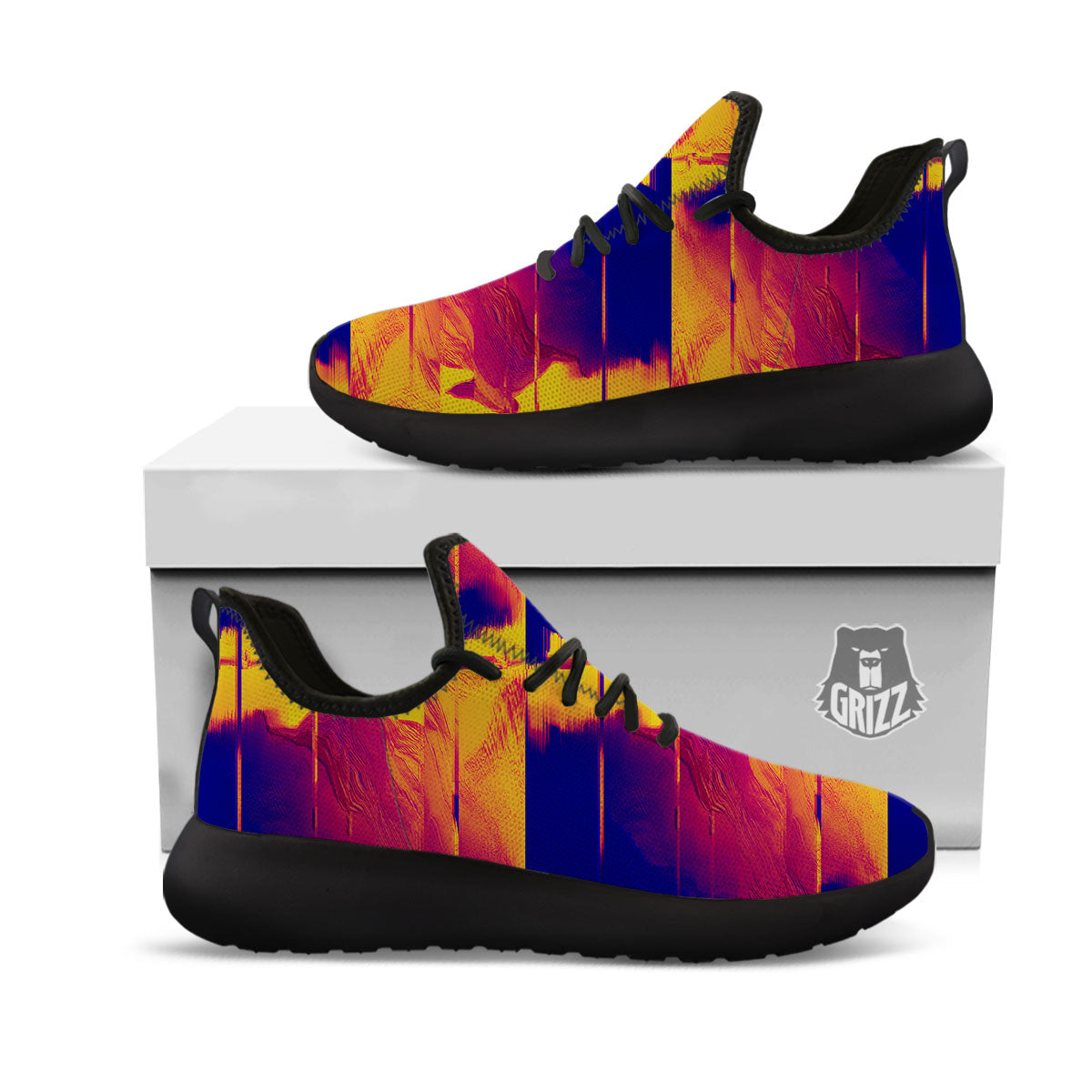 Surface Psychedelic Print Pattern Black Athletic Shoes-grizzshop