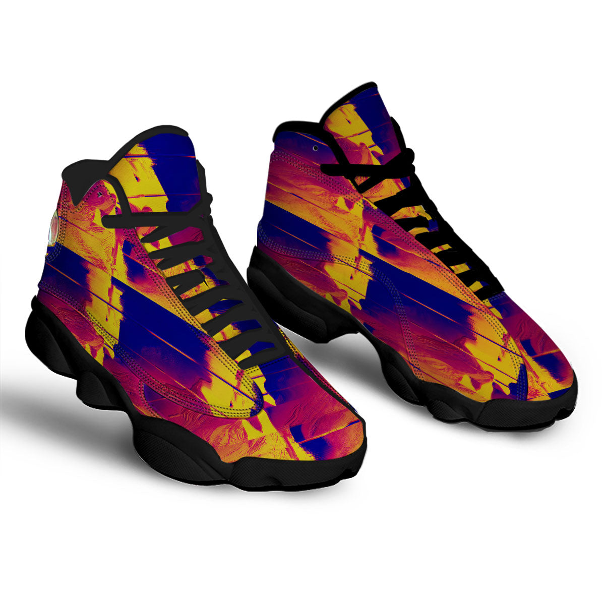 Surface Psychedelic Print Pattern Black Basketball Shoes-grizzshop