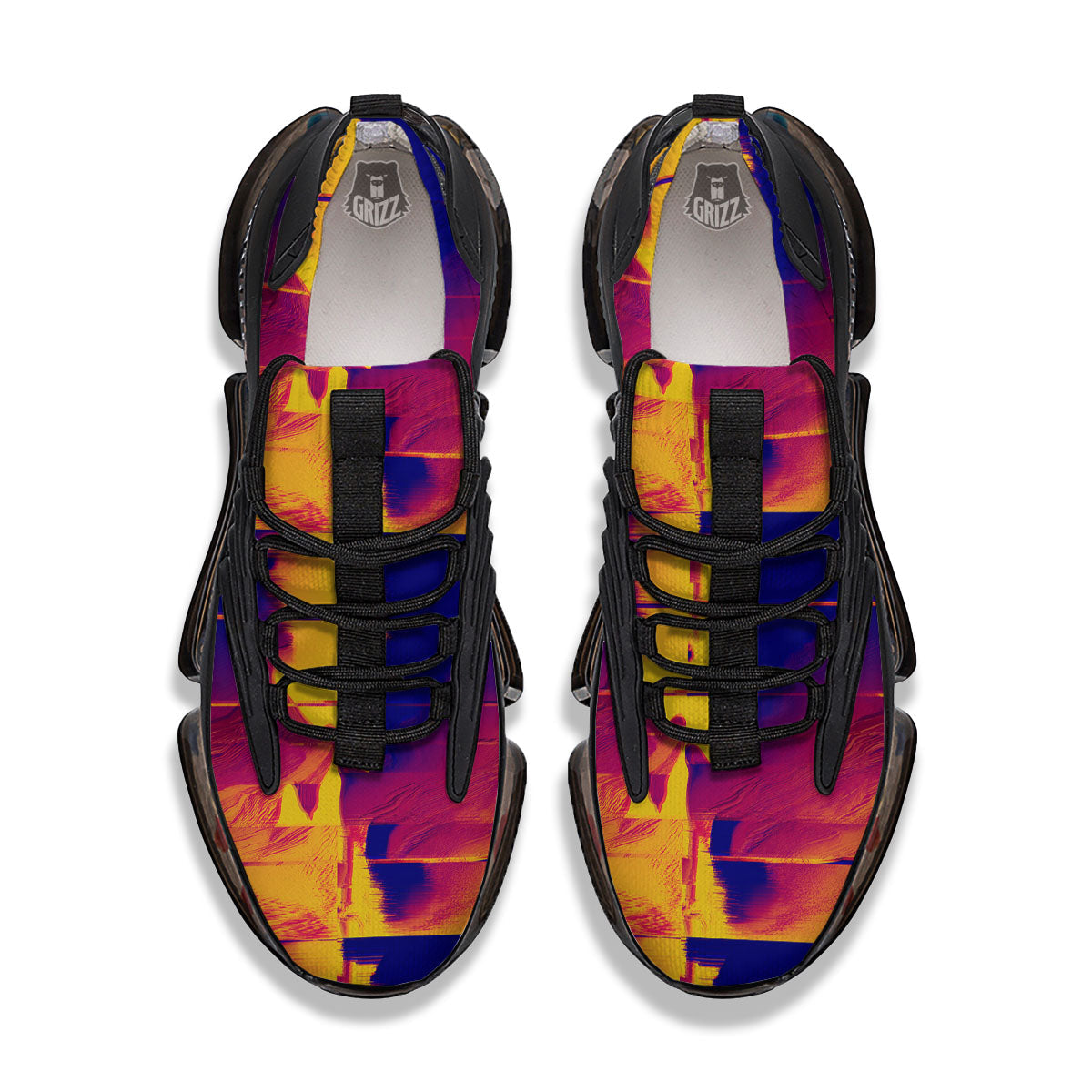 Surface Psychedelic Print Pattern Black Gym Shoes-grizzshop