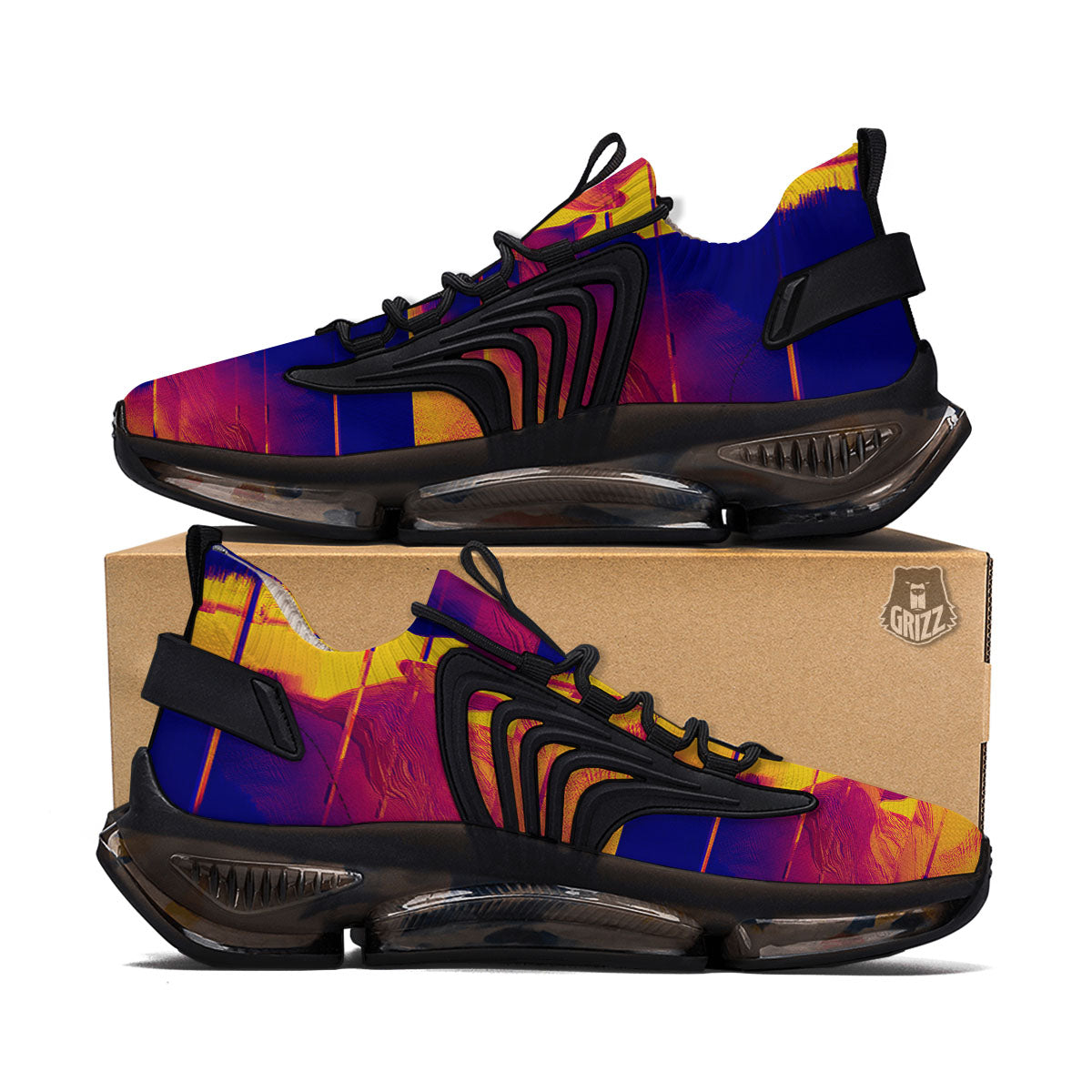 Surface Psychedelic Print Pattern Black Gym Shoes-grizzshop