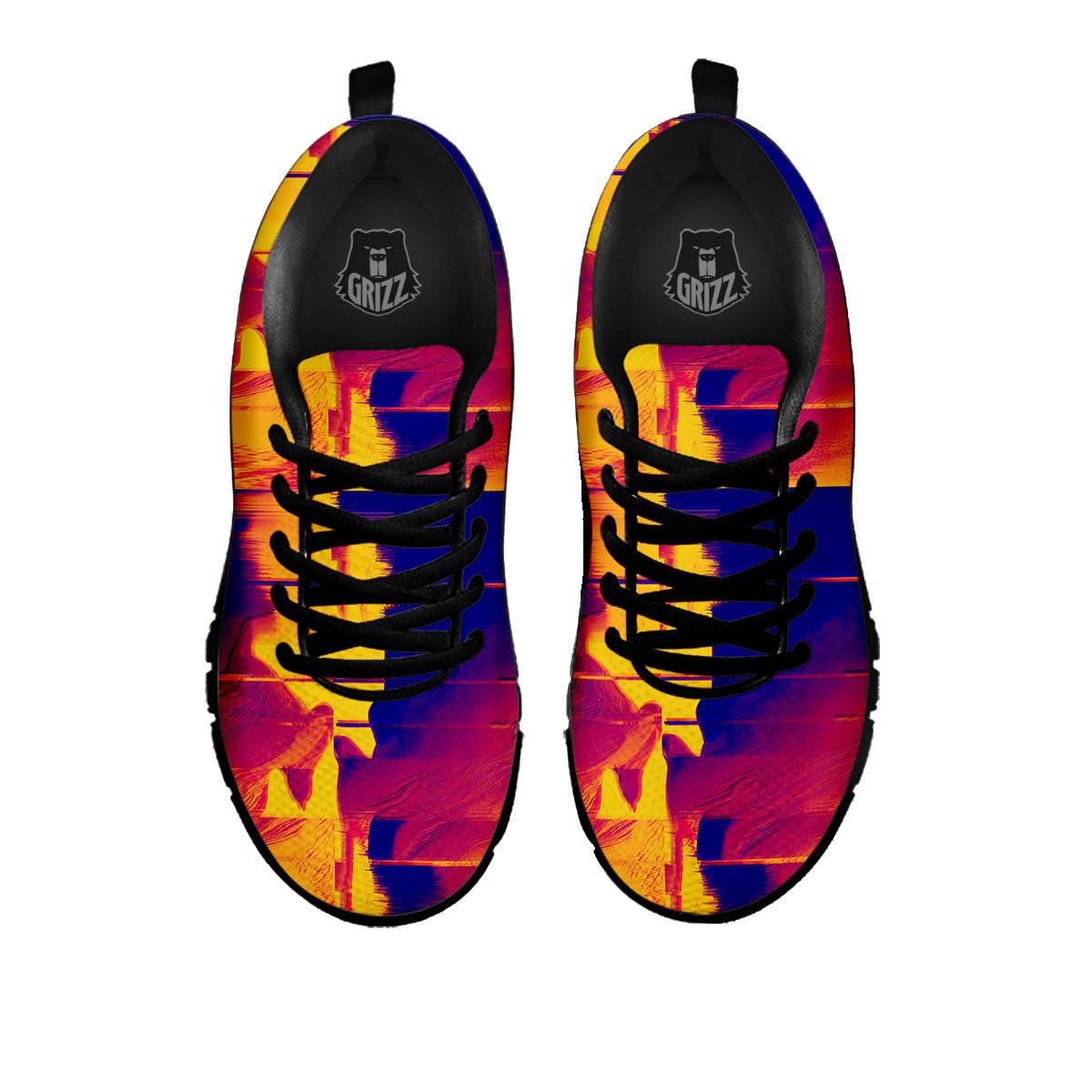 Surface Psychedelic Print Pattern Black Sneaker-grizzshop