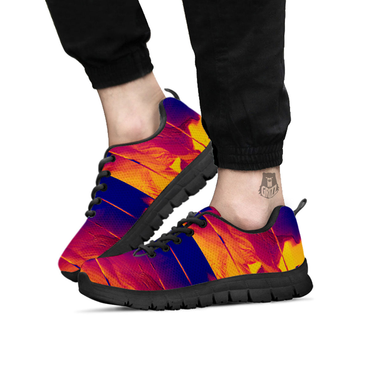 Surface Psychedelic Print Pattern Black Sneaker-grizzshop