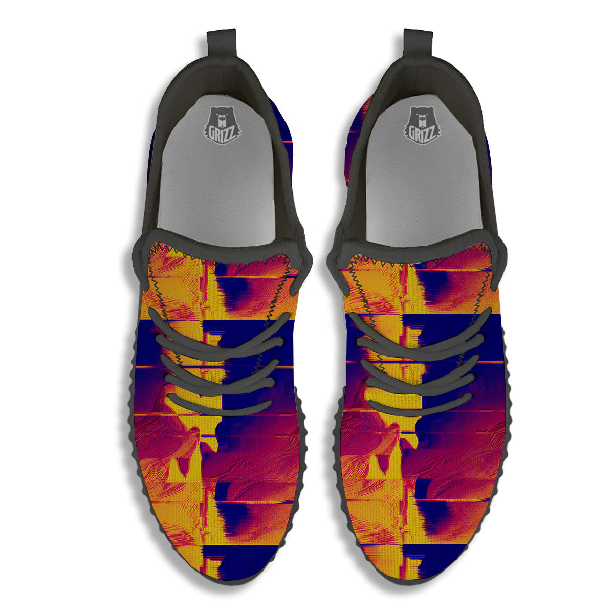 Surface Psychedelic Print Pattern Black Walking Shoes-grizzshop