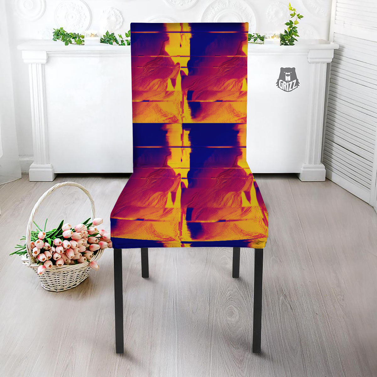 Surface Psychedelic Print Pattern Dining Chair Slipcover-grizzshop