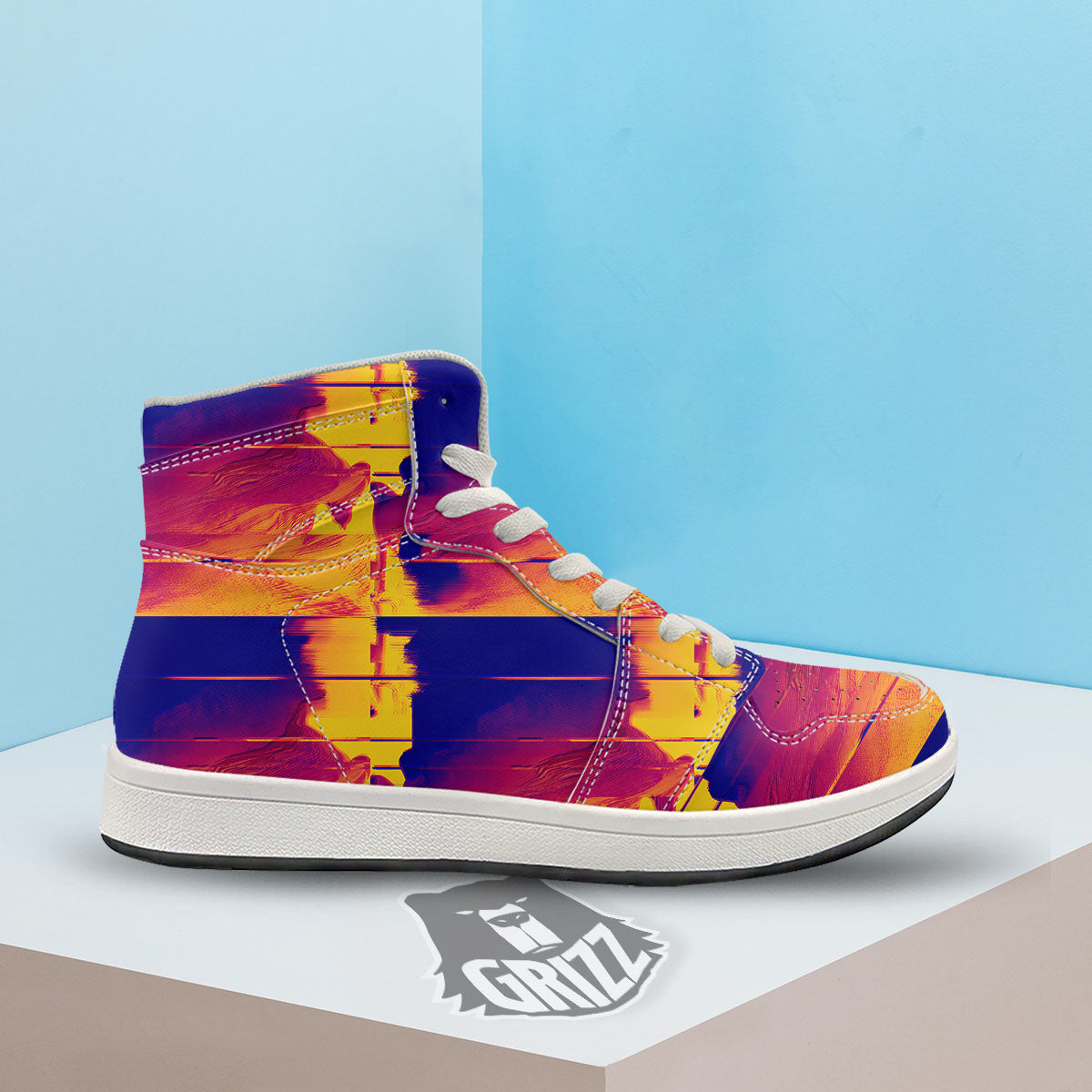 Surface Psychedelic Print Pattern High Top Sneakers-grizzshop