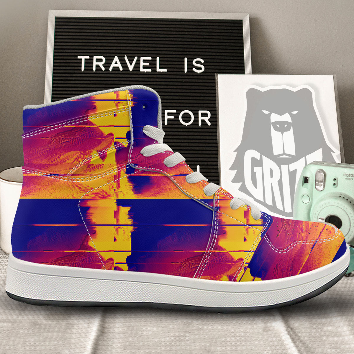 Surface Psychedelic Print Pattern High Top Sneakers-grizzshop