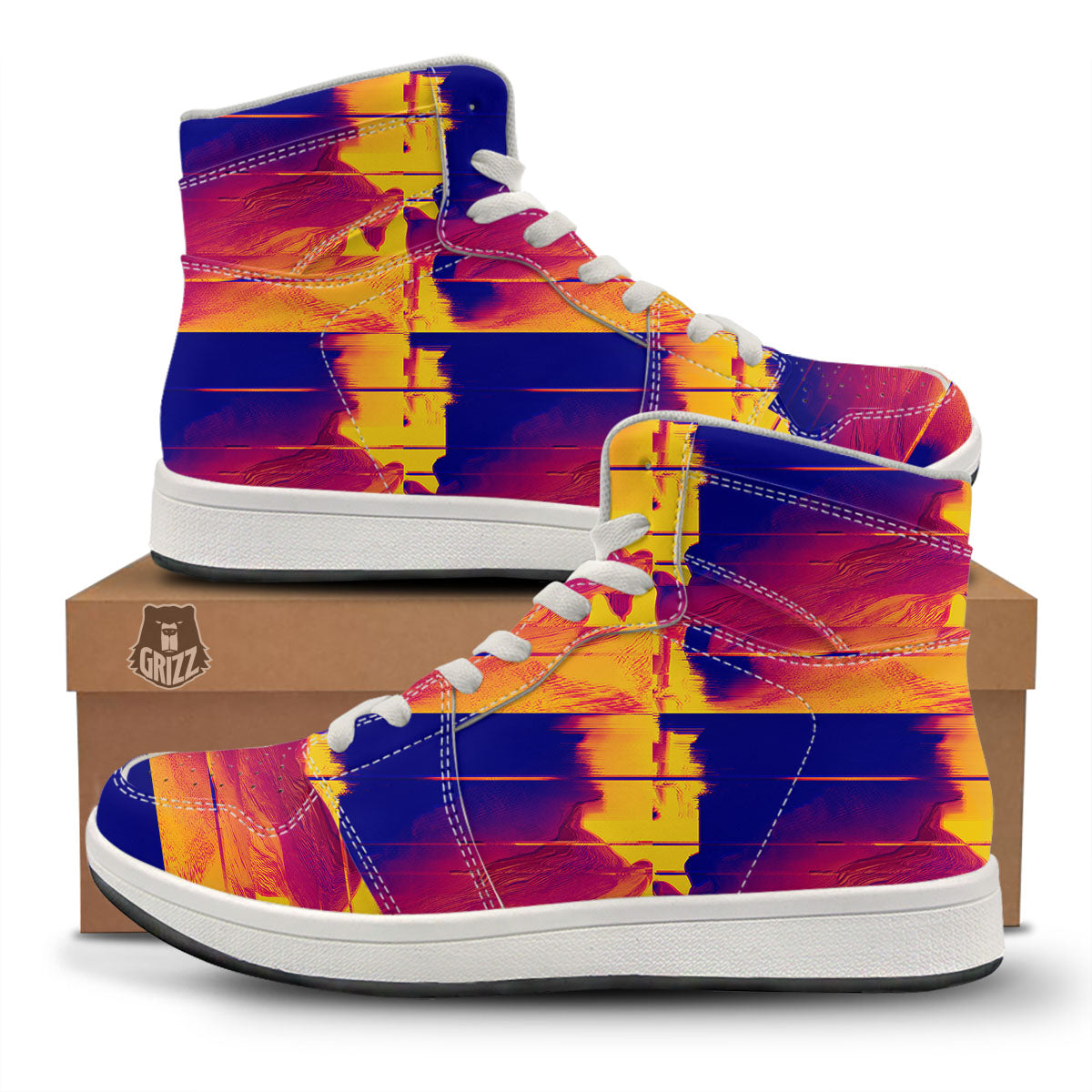 Surface Psychedelic Print Pattern High Top Sneakers-grizzshop
