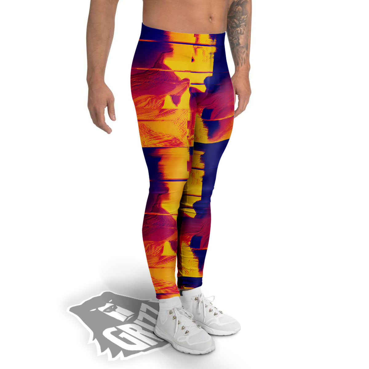 Surface Psychedelic Print Pattern Men's Leggings-grizzshop