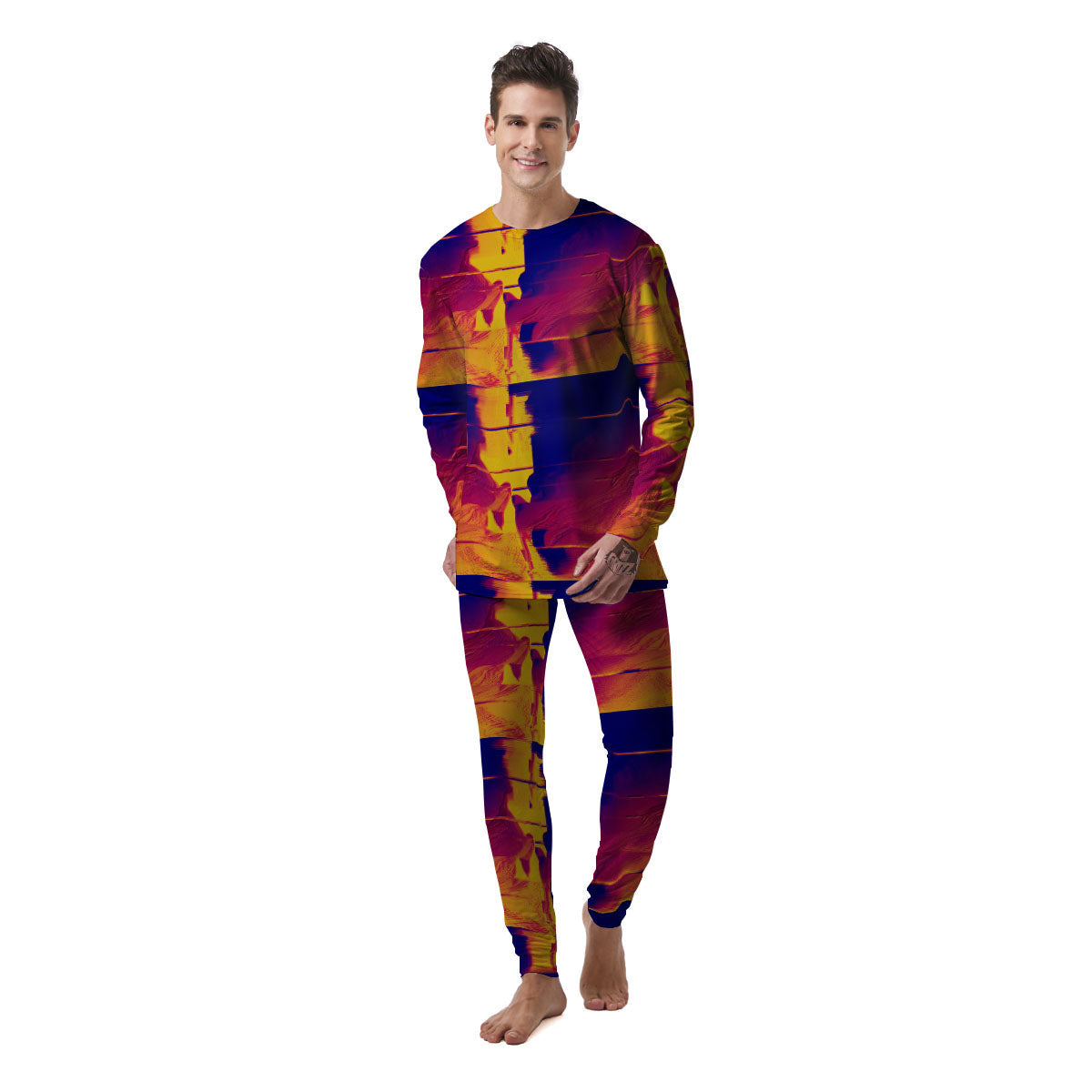 Surface Psychedelic Print Pattern Men's Pajamas-grizzshop