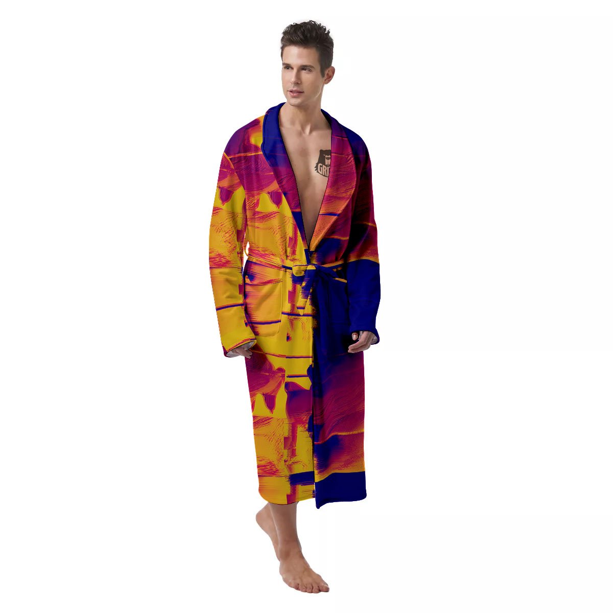 Surface Psychedelic Print Pattern Men's Robe-grizzshop
