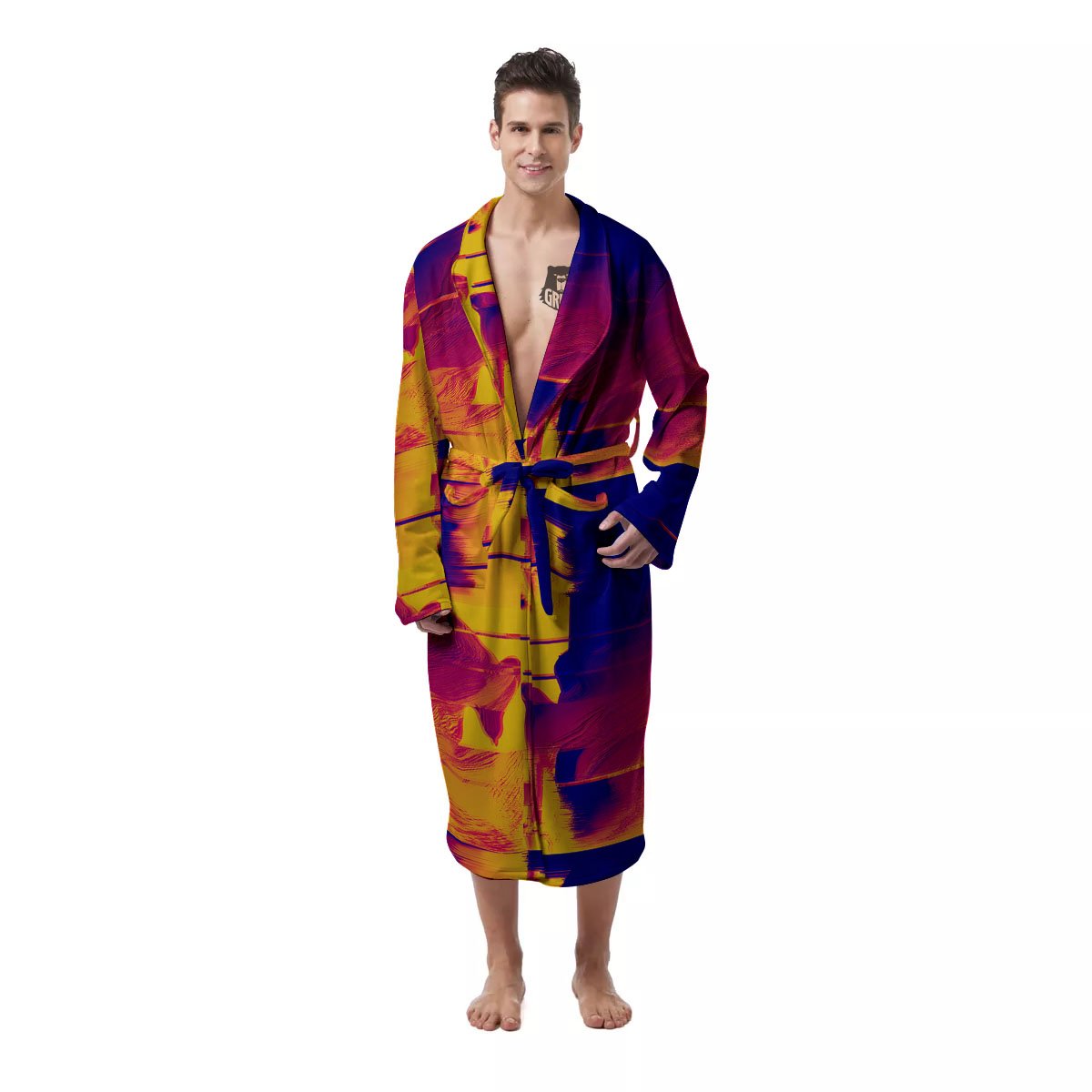 Surface Psychedelic Print Pattern Men's Robe-grizzshop